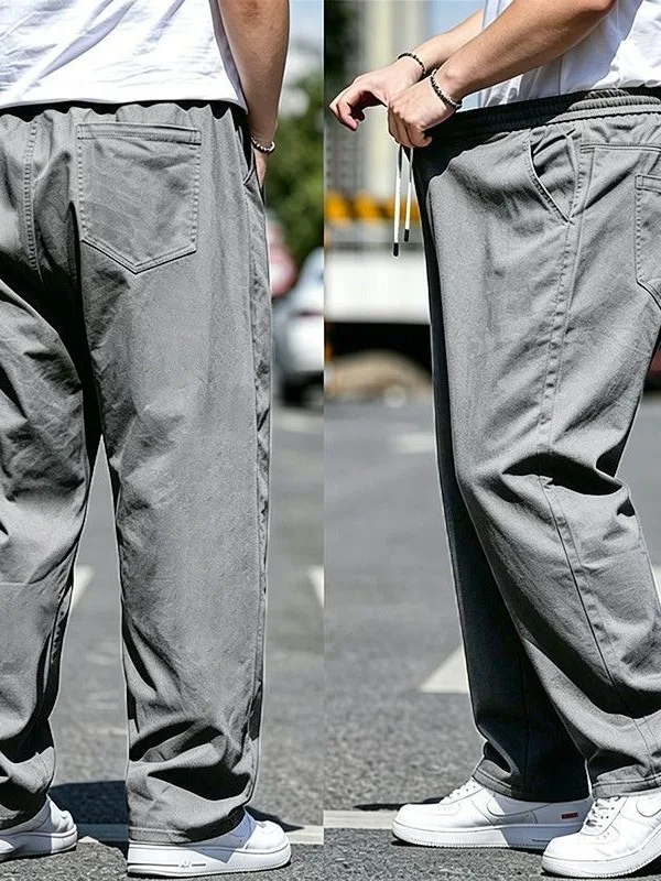 

High-End plus Size Casual Pants Men's 2026 New Summer Thin Loose Dirt-Resistant Wear-Resistant Work Long Pants Straight Leg C...