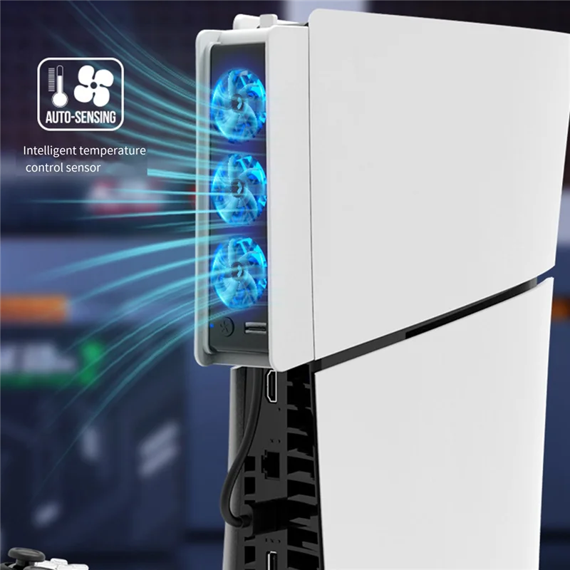 TCES-Ps5slim 게임 콘솔 후면 냉각 팬용 3가지 속도의 Ps5slim 콘솔 온도 제어 냉각 팬용