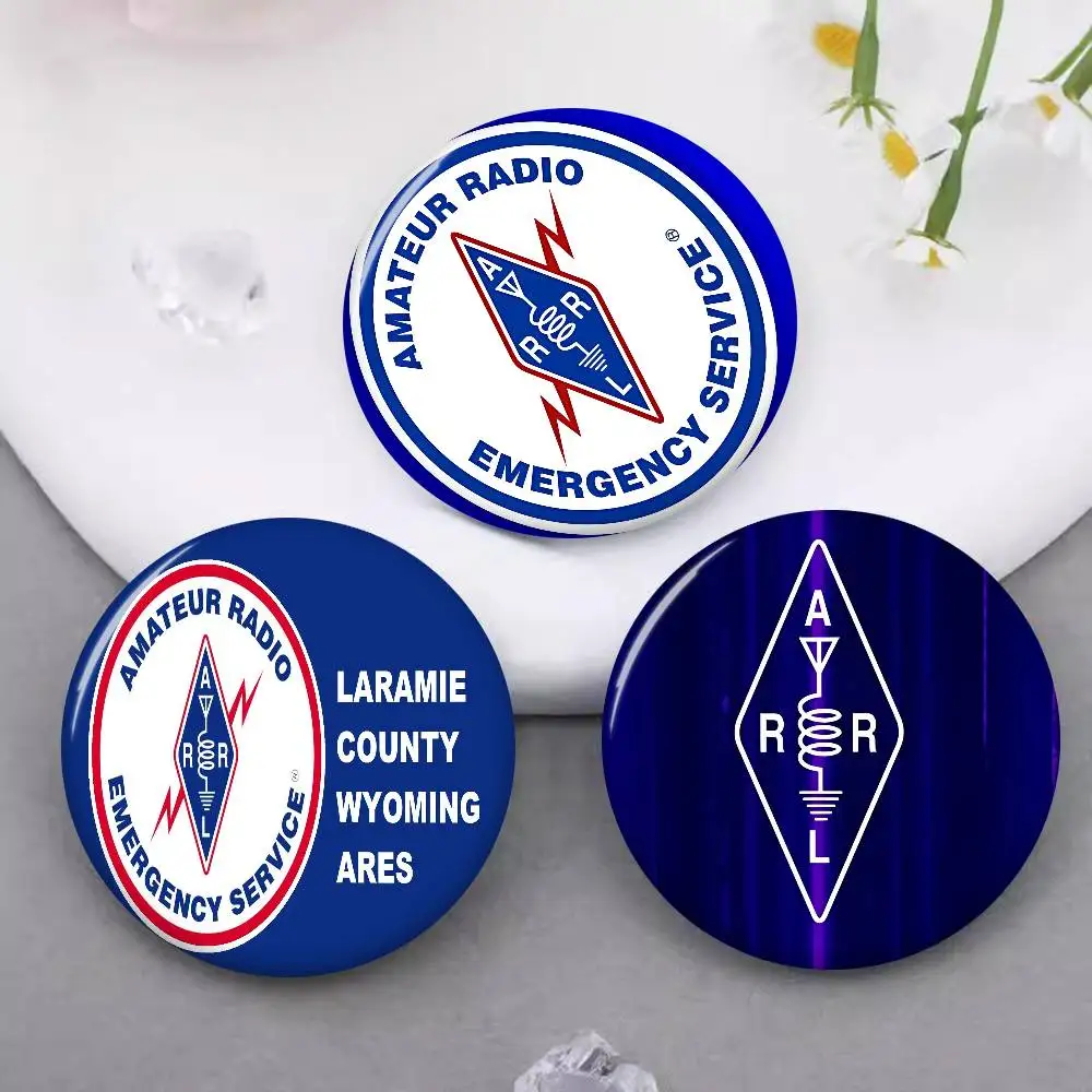Licensed H-Ham Retro Radio Cartoon Brooches Anime Badge Round Handmade Brooch Lapel Pins Jewelry for Backpack Clothes Gifts view 2