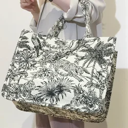 Ladies Handbag Embroidered Tote Bag Fashion Commuter Large Capacity Canvas Bag for Women