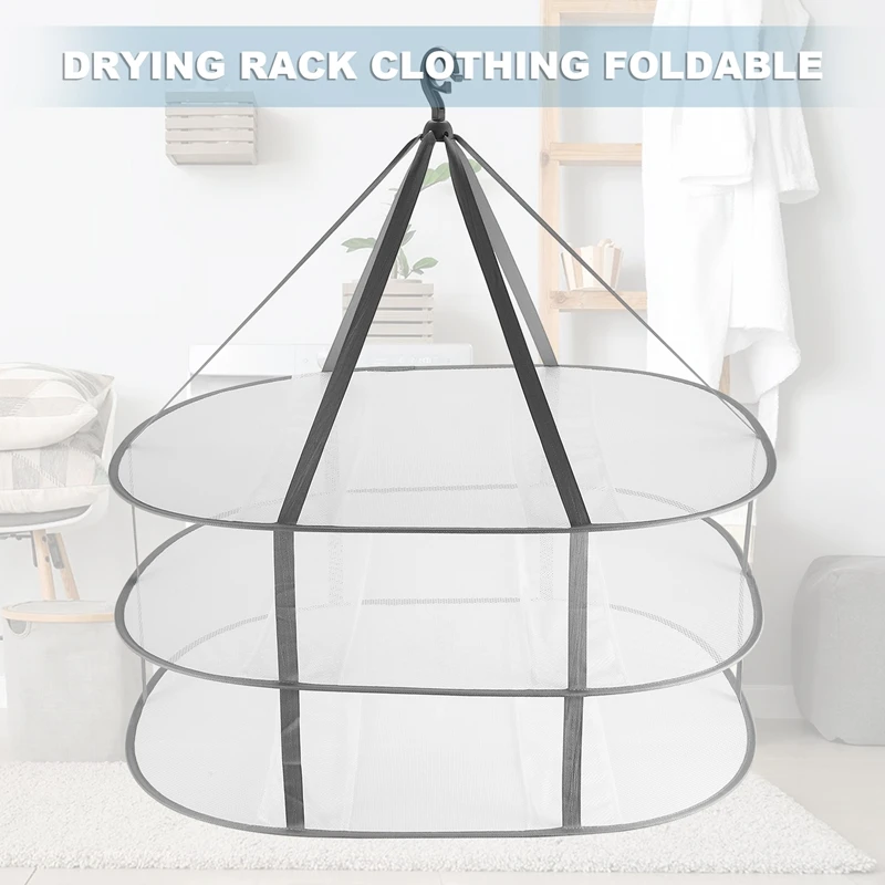 Sweater Drying Rack Hanging Clothes Hanging Dryer Laundry Mesh Drying Rack, Foldable Clothing Dryer Racks