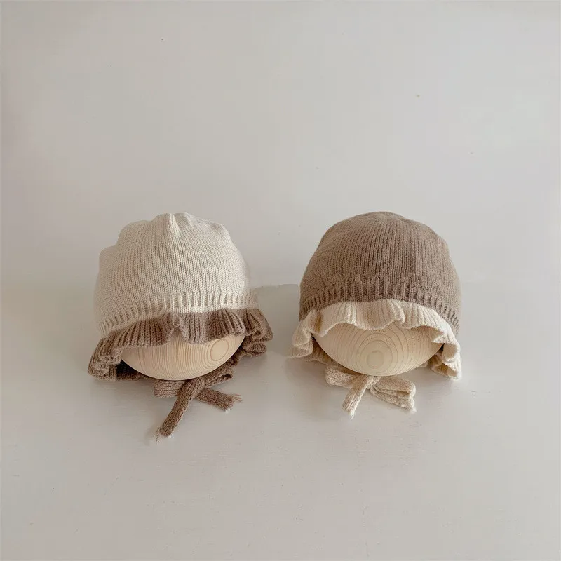 Baby Hat Korean Style Autumn Winter Baby Girls Knitted Hat Newborn 1 Year 2 Years Little Girls Warm Ear Hat Baby Accessories