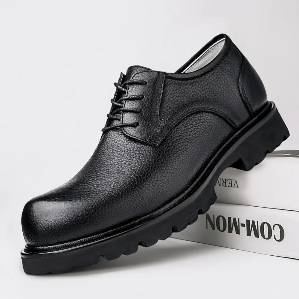 2026 Men's Soft Leather Shoes Business Formal Wide Head Knot Versatile Casual Single Leather Shoes Breathable round Toe