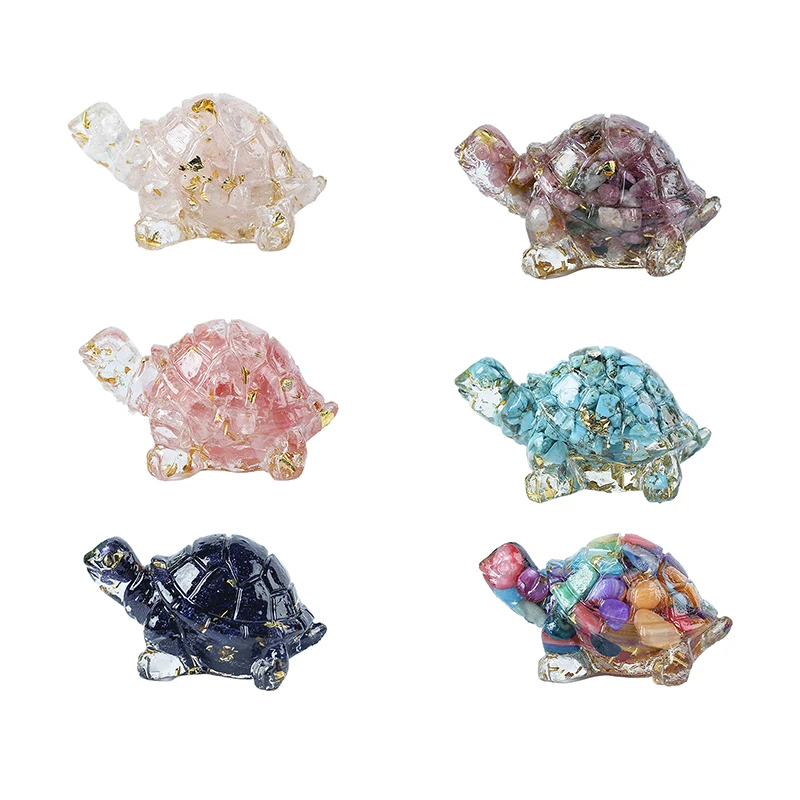 Natural Crystal Gravel Drip Glue Cute Little Turtle Fish Tank Creative Decoration Desktop Jewelry Crafts Car Ornaments