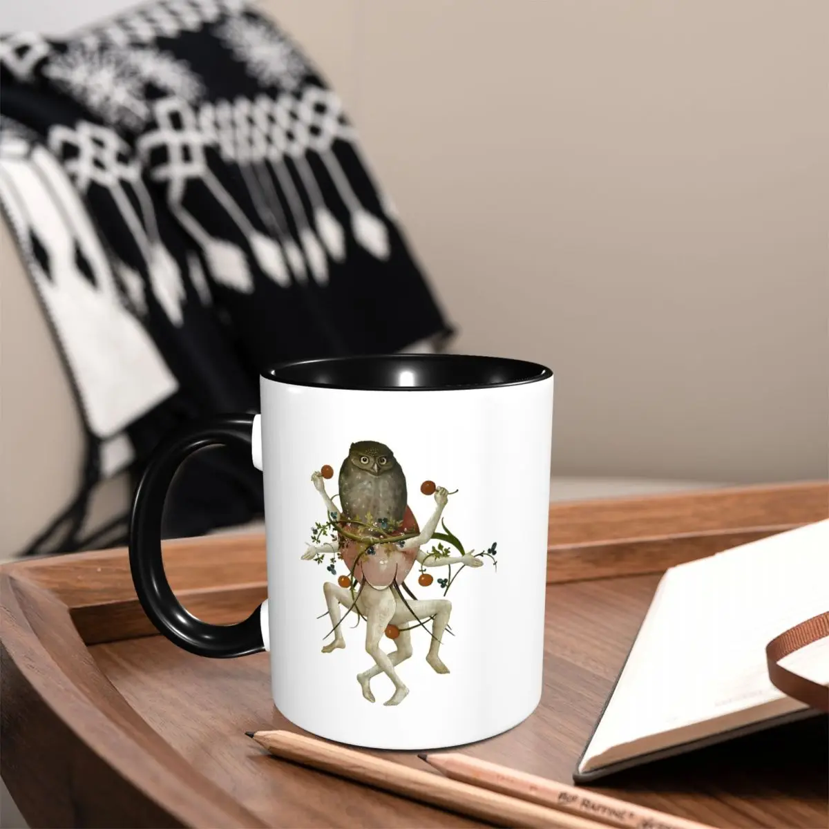 Hieronymus Bosch Dancing Owl Mug Funny Ceramic Coffee Cups Tea Mugs Milk Cup Drinkware Gift for Friends