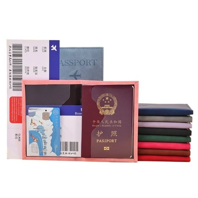 

PU Leather Passport Holder Plane Pattern Passport Cover Protector Case Organizer with ID Credit Card Slot Pocket Passort Sleeve
