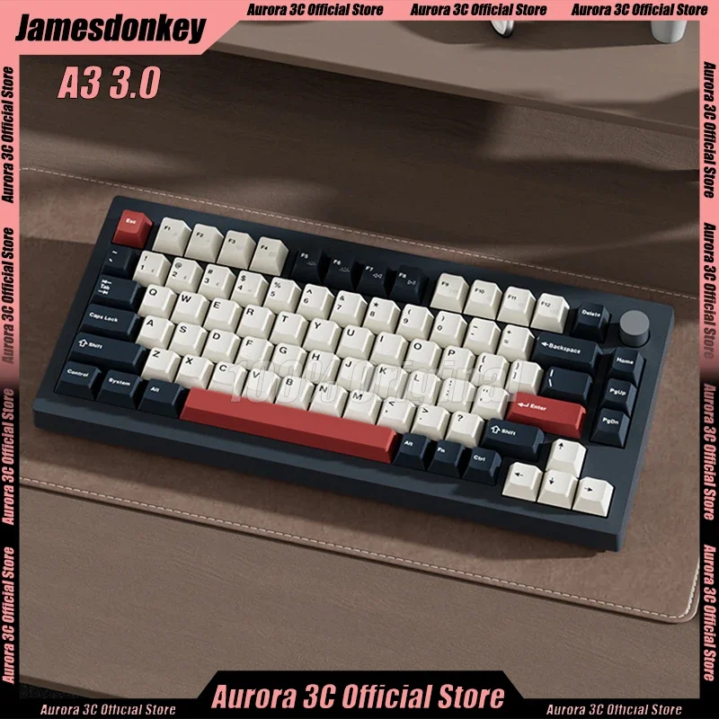 

Jamesdonkey A3 3.0 Mechanical Keyboards 3mode Bluetooth Wireless Keyboard With Knob Qmk Gasket Hot Swap Custom Gaming Keyboards