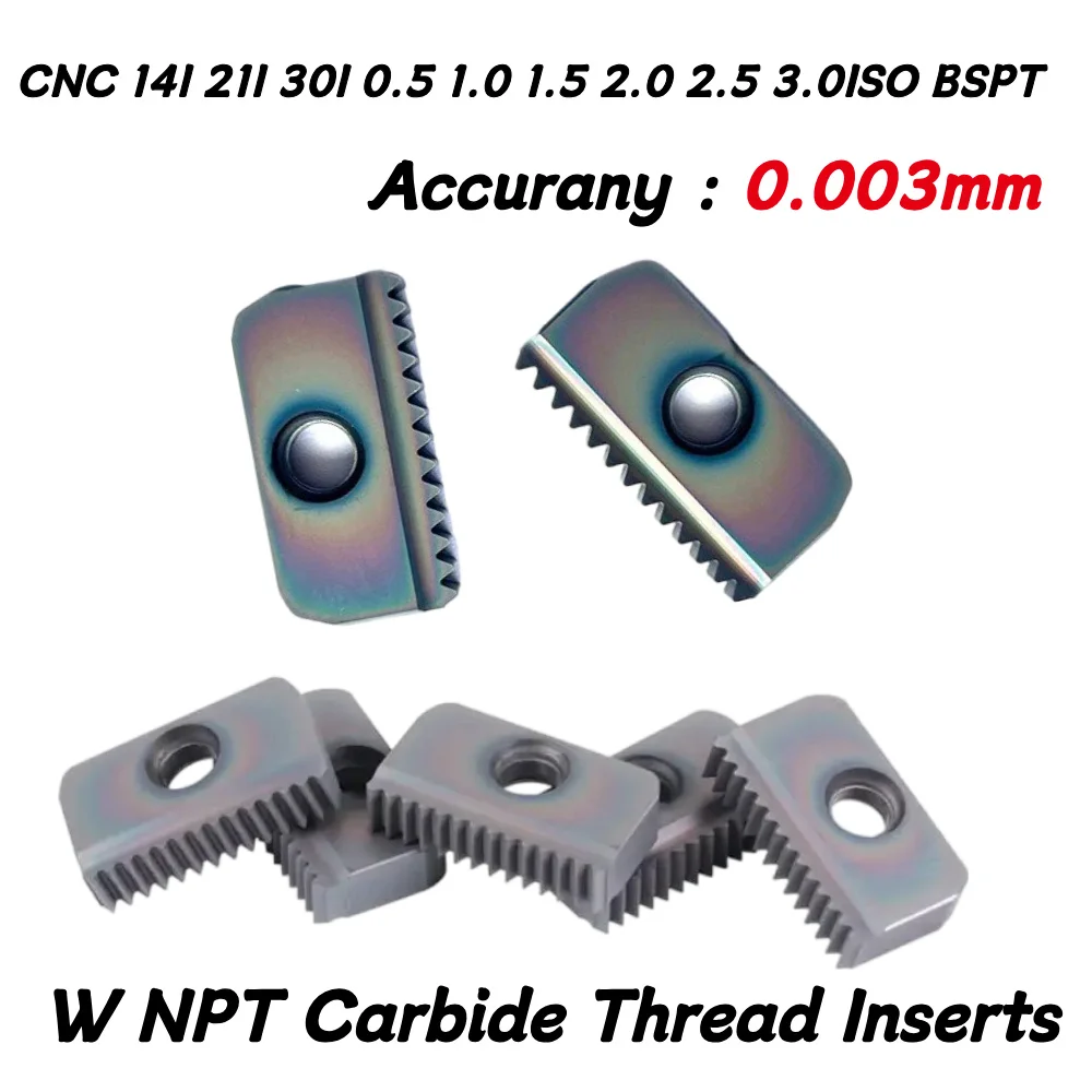 CNC 14I 21I 30I 0.5 1.0 1.5 2.0 2.5 3.0ISO BSPT W NPT Carbide Thread Inserts Standard Metric Internal External Milling Inserts