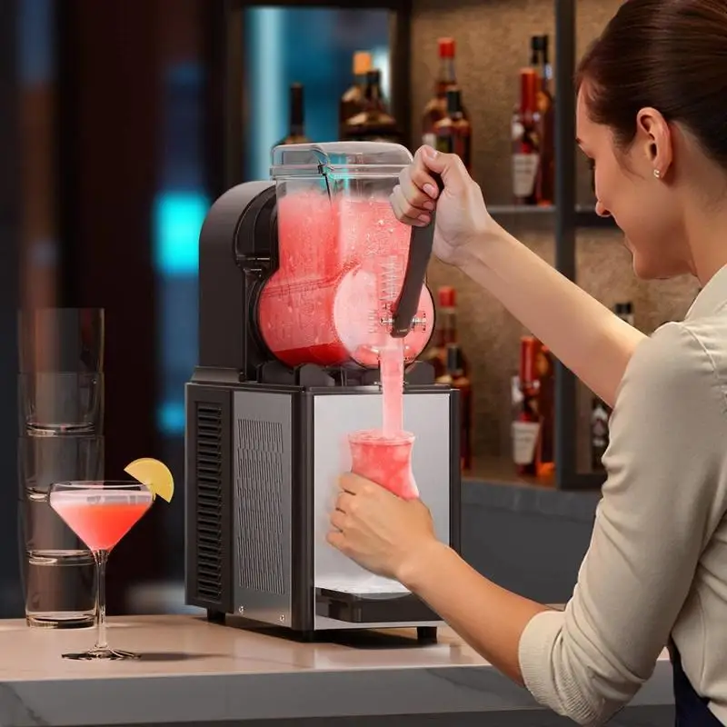 Machine à slush commerciale, machine à slush à réservoir unique de 4 L pour boissons glacées, 16 gobelets, machine à slush en acier inoxydable avec clavier, machine à glace molle pour fêtes, restaurants, cafés, bars, noire