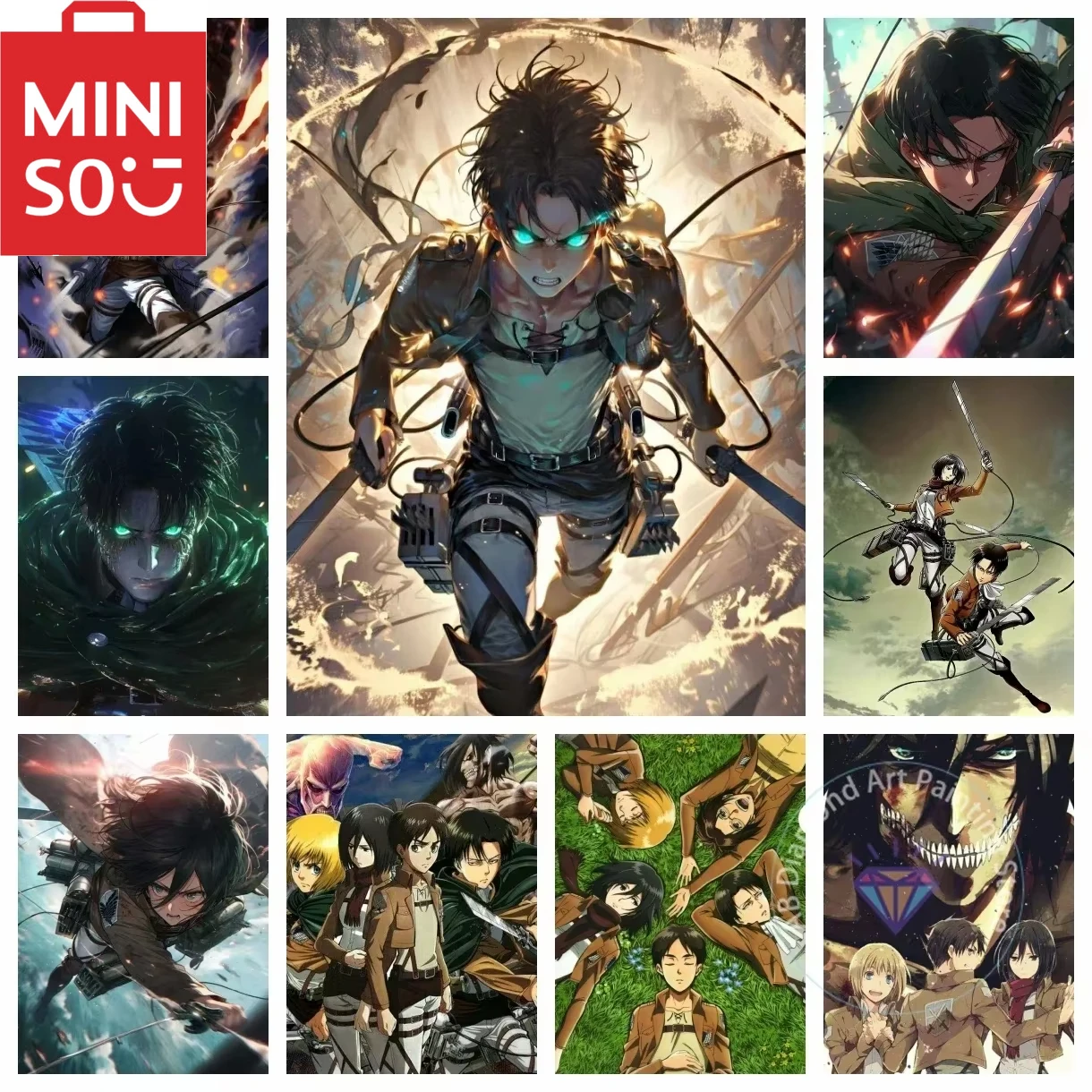 MINISO DIY pintura al óleo por números ataque a los Titanes Anime japonés decoración del hogar pared decoración de la sala de estar el mejor marco de regalo