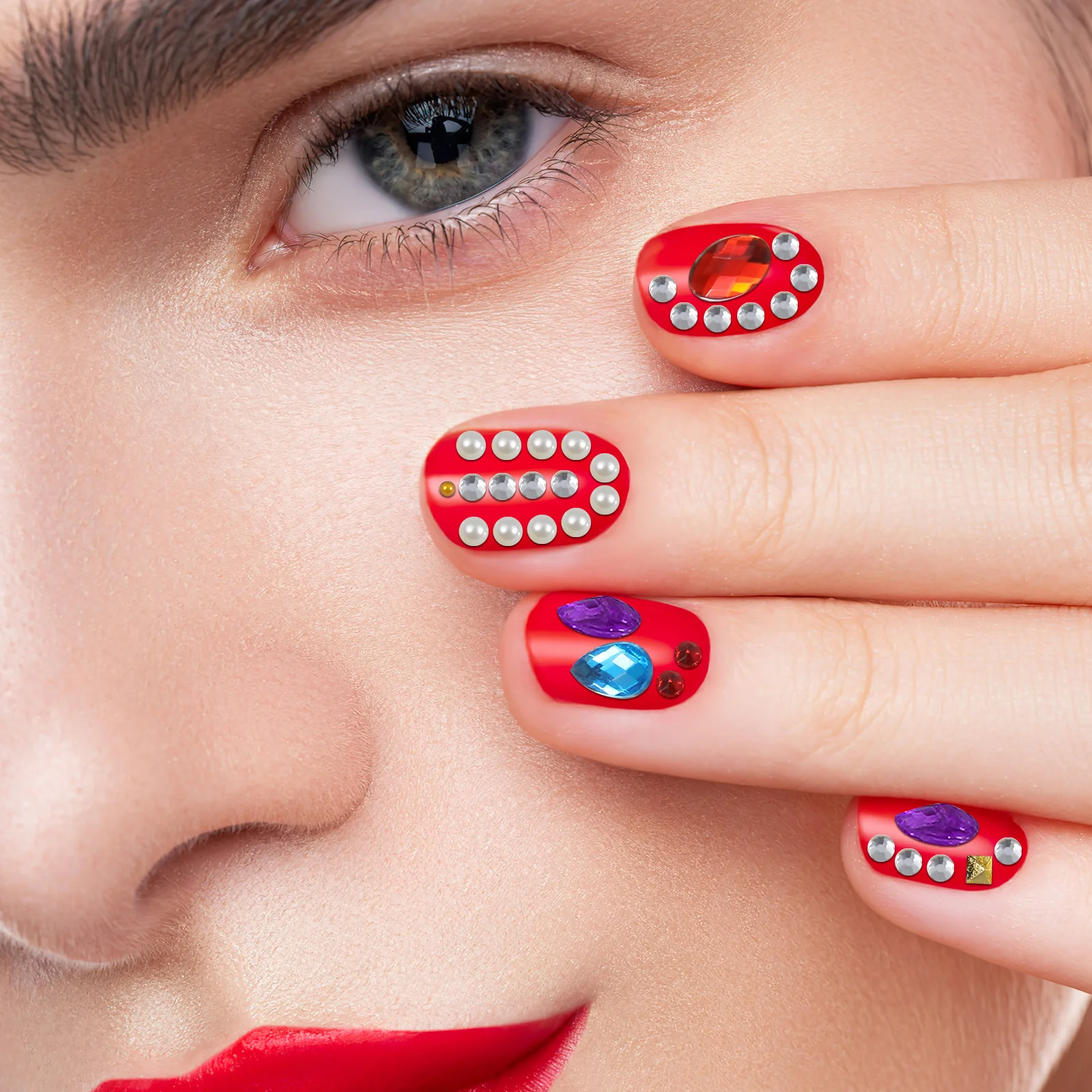 12 griglie scatola di strisce decorazioni con strass toppe in vetro perlato stile misto manicure accessori per nail art toppe con strass lucidi