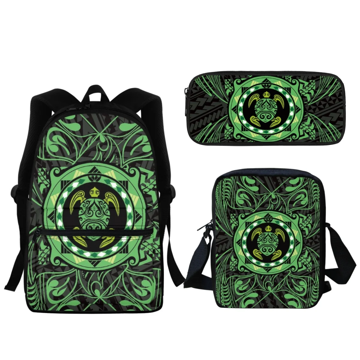 Tribal Polynesian Pattern Zipper School Bag 3Pc Kids Student Girls Backpack Teen Backpack SchoolBags Satchel Bag Gift New 2024