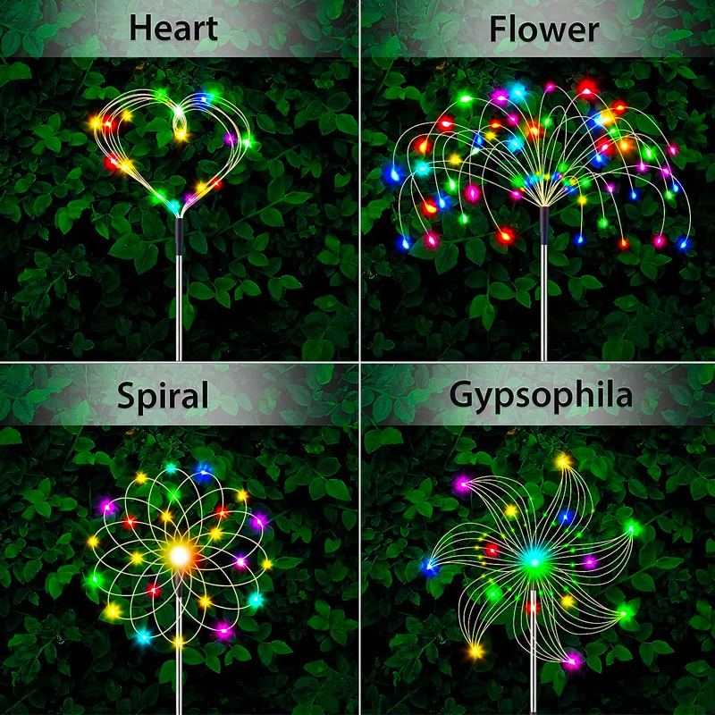 Luces LED solares de fuegos artificiales para decoración de jardín al aire libre, luces de hadas impermeables para Patio, césped, Patio, balcón, lámpara Solar de Navidad