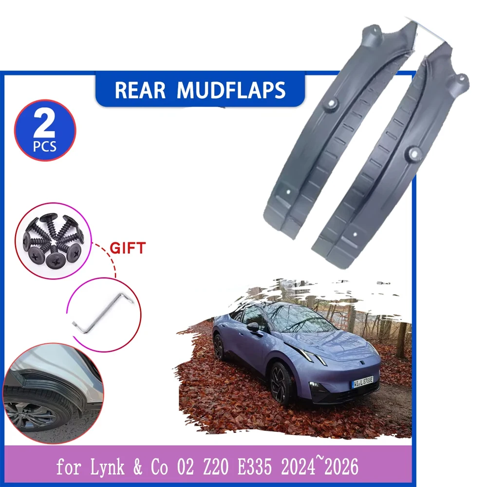 

2pcs Mudguards for Lynk & Co 02 Z20 E335 2024~2026 2025 Inside Mud Flaps Splash Guard Rear Fender Flare Cover Part Accessories