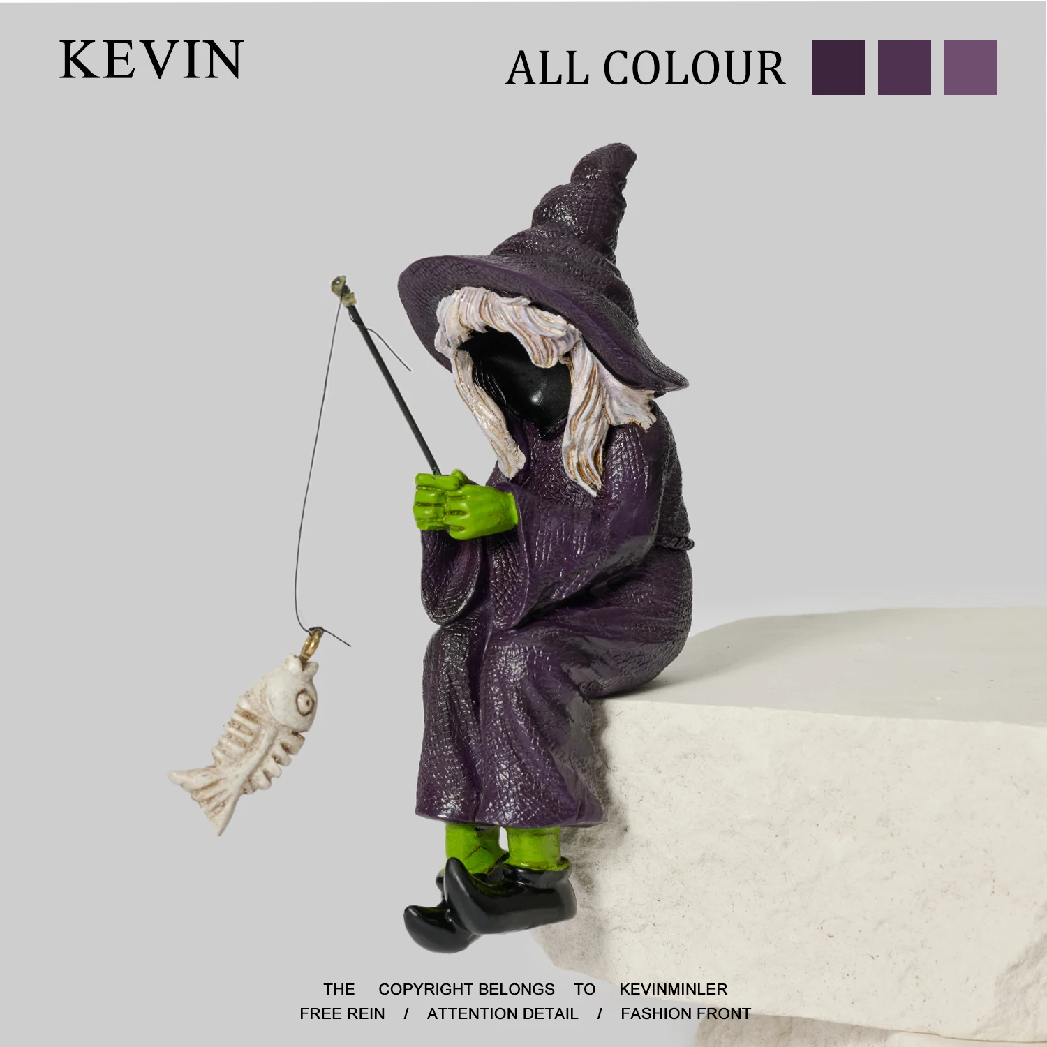 

Skeleton Fishing Dark Witch Fishing Creative Action Figure Desktop Decoration Funny Home Ornament Resin For Collection Toys Gift