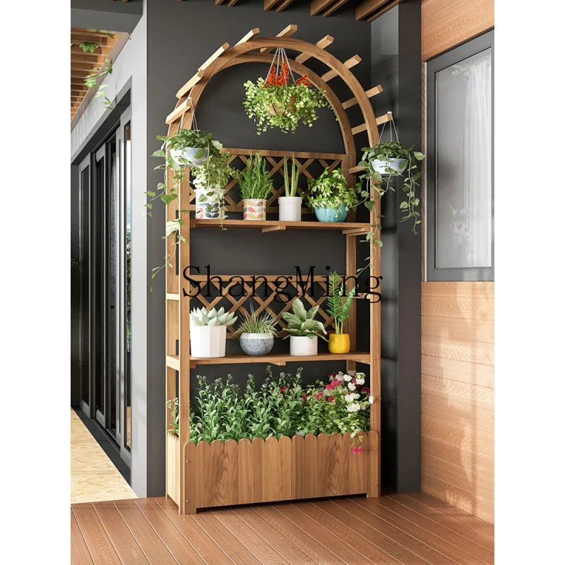 CL anti-corrosive wood flower rack, balcony multi-layer flower rack, indoor pot rack, floor-to-ceiling succulent rack