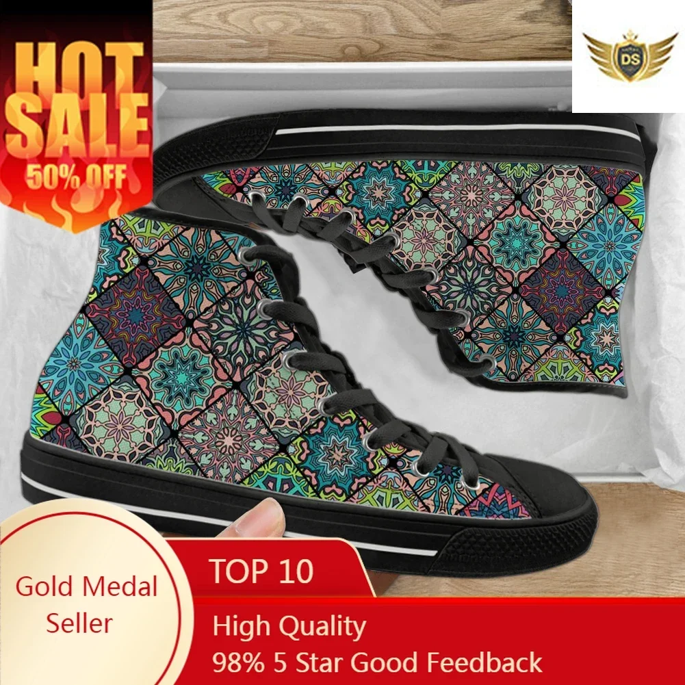 

Bohemia Mandala Design Classic Vulcanized Shoes For Women Lace-up Ladies Sneakers Flats Sport Canvas Vulcanized Shoe