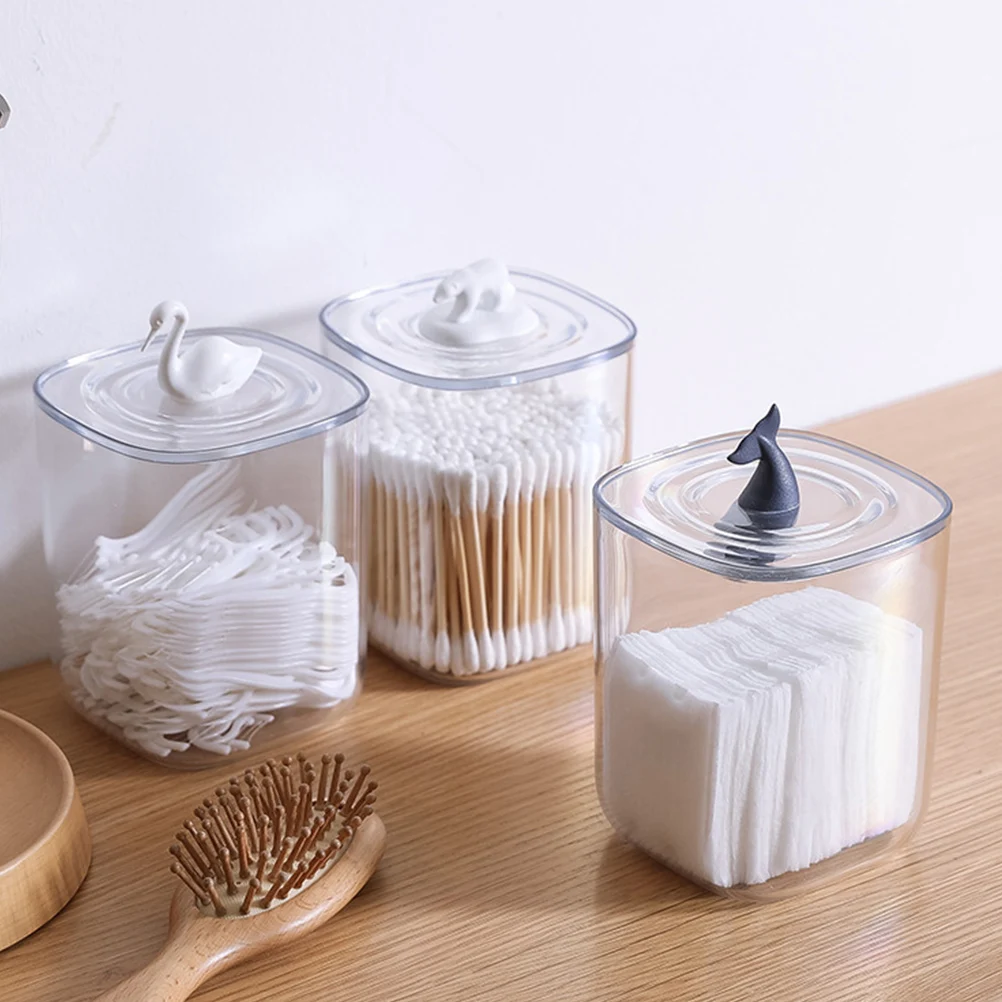 

Creative Transparent Storage Box Organizer Toothpick Cotton Swab Container Household Decoration Polar Bear