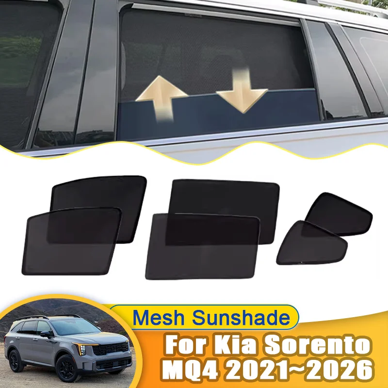 

For Kia Sorento MQ4 2021 2022 2023 2024 2025 2026 Car Mesh Sunshade Magnetic Window Sun Visor Privacy Curtains Car Accessories