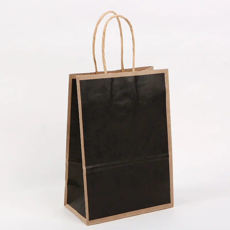 5 Pcs/lot Multifunction Soft  Solid Color Brown Paper Bag with Handles 21x15x8cm Festival Gift Bag Shopping Bags Kraft Paper