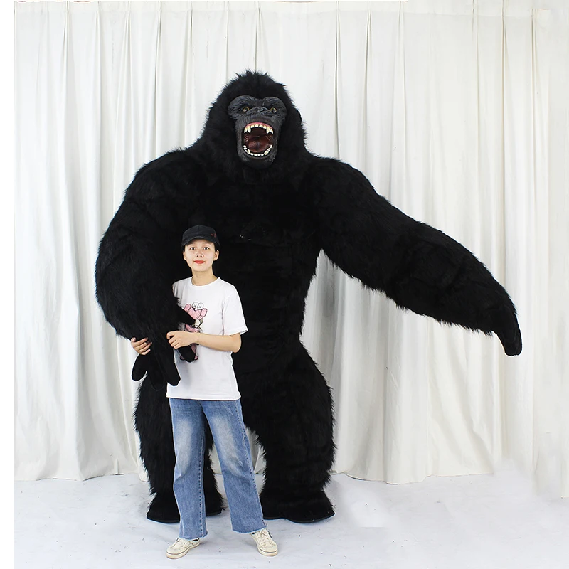 Disfraz inflable de King Kong para adulto, traje peludo de felpa para Halloween, mascota animal, vestido de Carnaval de Venecia, traje de Fursuit,