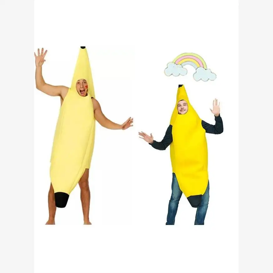 أزياء الهالوين الكبيرة الموز التأثيرية أداء مضحك الزي الرجال النساء الكبار حفلة تنكرية الاسمية زي القطن التقليدي...