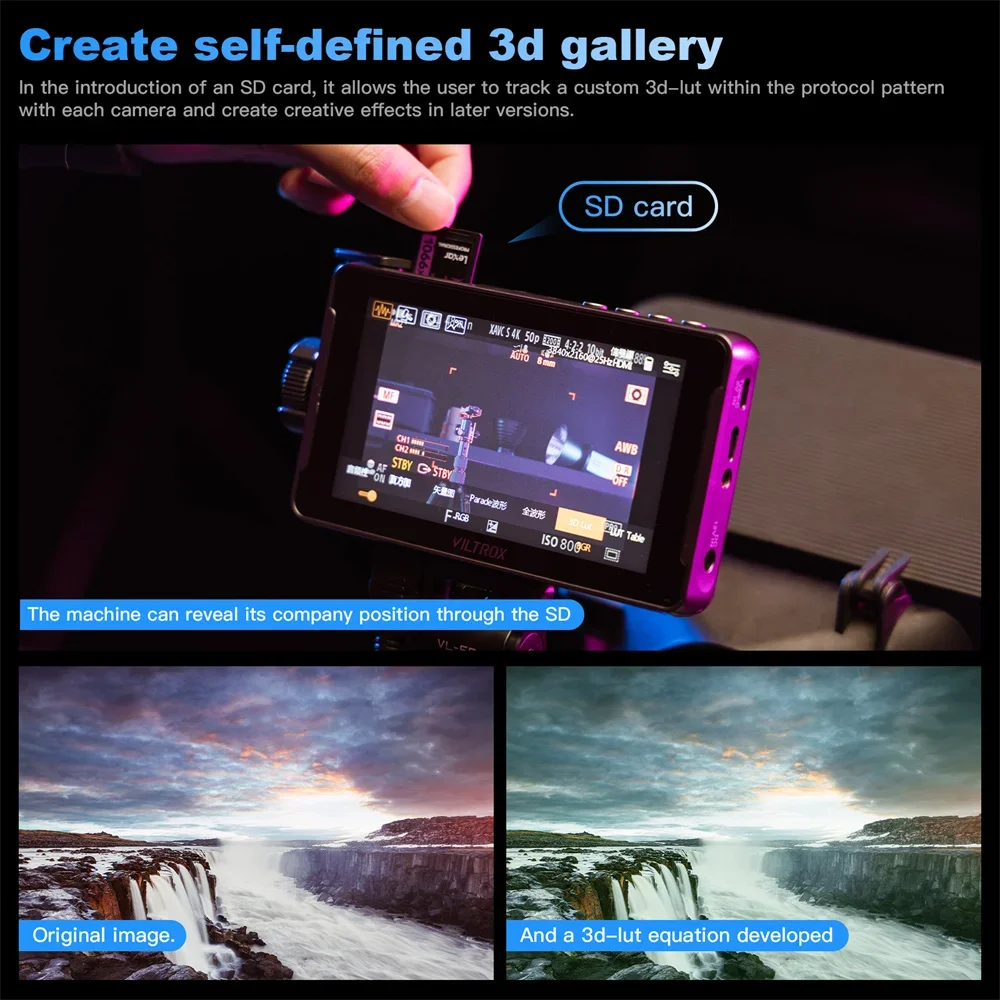 VILTROX DC-550 Pro 5.5 Inch 1200nits 4K 10bit HDMI Field Monitor, Touchscreen 3D LUT Exposure Focus Assis VILTROX Camera Monitor