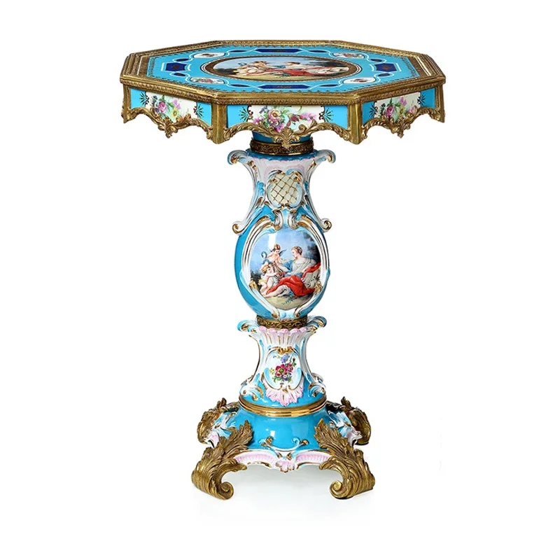 Luxury furniture ceramic table leisure table living room ornament sofa edge