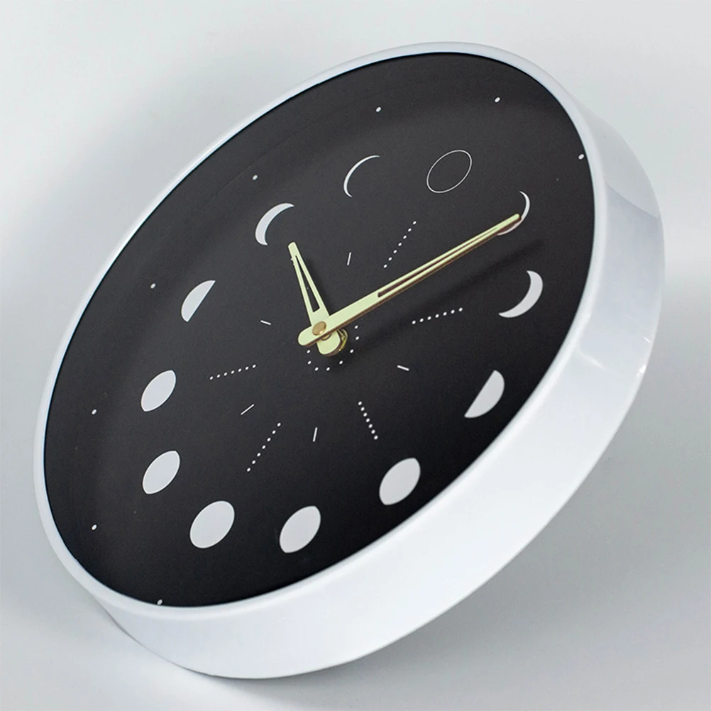 

Moon Phase Wooden Luminous Wall Clock Silent Non Ticking Decor for Bedroom Living Room Office Dining Room Wall Art