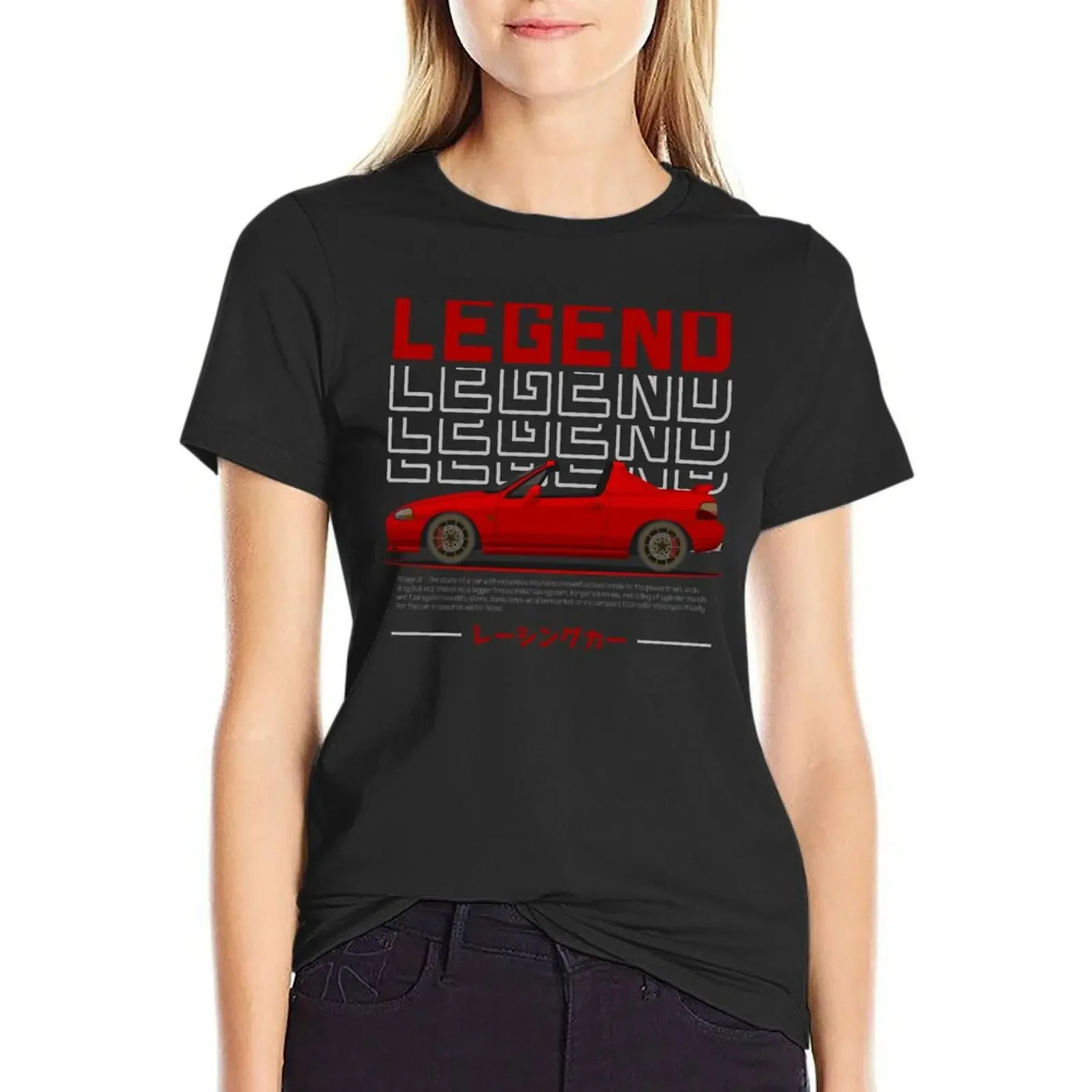 Midnight Racer Red Del Sol JDM T-Shirt summer top female summer blouses woman 2024