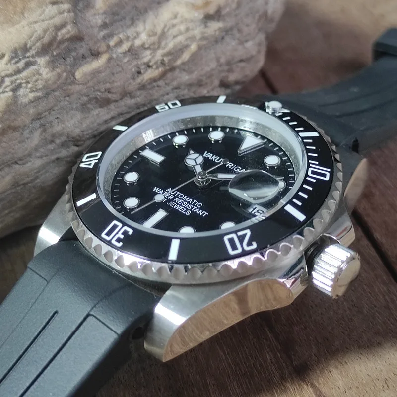 Quartz diving watch for SP28 sweep seconds/for 2315 movement men's black business luminous waterproof tape