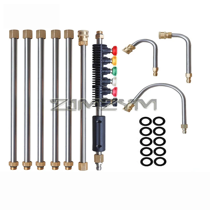 10 Pcs/set High Pressure Washer Extension, Quick Connect Power Washer Lance with 6 Nozzle Heads, Wall Cleaning Gun