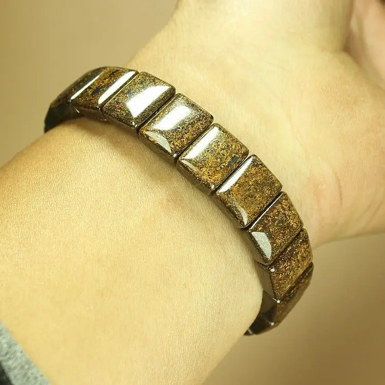 Golden Sandstone Meteorite Square Bracelet Shows Noble Temperament Quartzite Bracelet.