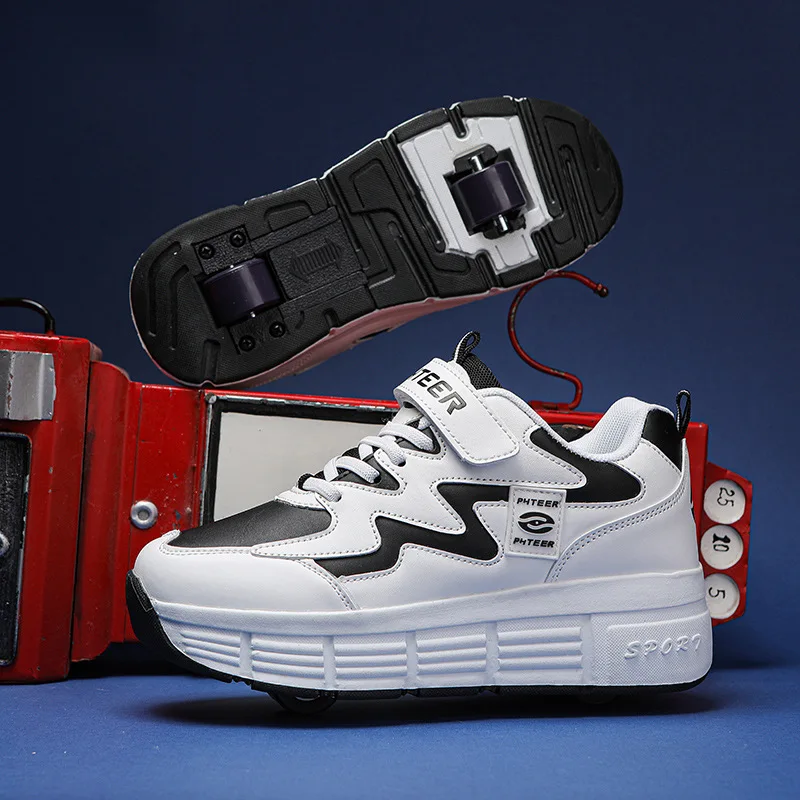 

Обувь Deformation Parkour, 2-колесные роликовые коньки, кожаные или сетчатые кроссовки унисекс для детей и взрослых, уличная городская обувь для фитнеса и катания на коньках