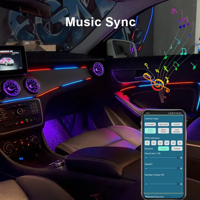 Welcome Custom Ambient Lighting Easy Install 22 In 1 Symphony Universal Car Interior RGBIC LED Ambient Strip Light Kit For Car view 5