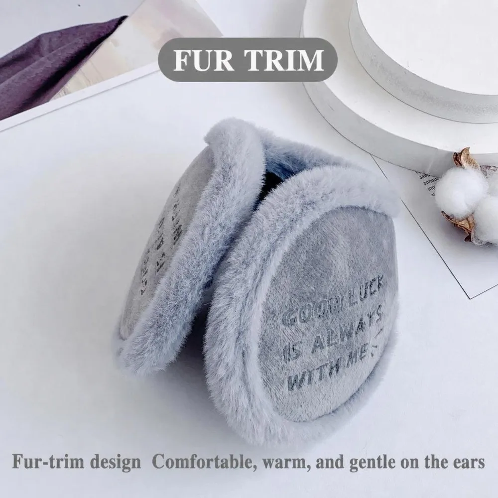 Rear Wear Winter Earmuffs Good Luck Letter Printed Thick Ear Warmers Portable Wind Resistant Ear Covers