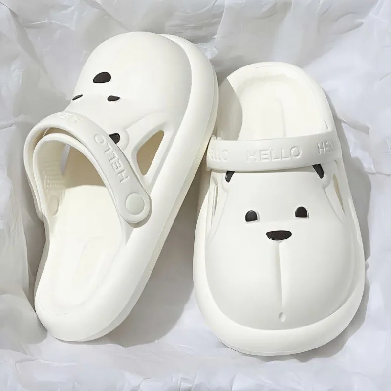 Cartoon Summer Couple Slippers Non-slip Soft Slides Soft Cute Bear Sandals 2024 Men And Women Casual Home Bathroom Beach Sandals