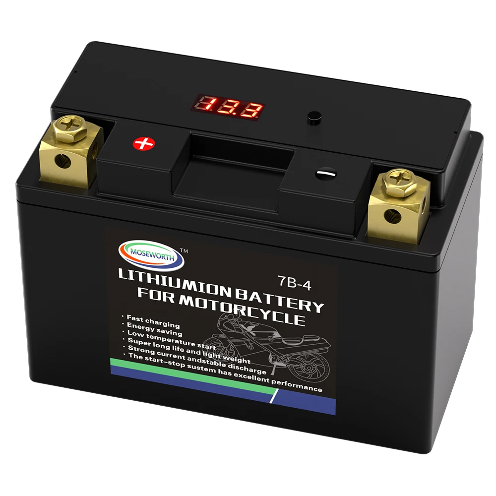 7B-4 LiFePO4 Lithium Motorcycle Battery 12V 4Ah 260CCA High Performance Deep Cycle Rechargeable Battery Compatibility YTX7B-4