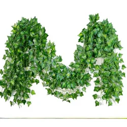 2.1M Artificial Plant Green Ivy Leaf Garland Silk Wall Hanging Vine Home Garden Decoration Wedding Party DIY Fake Wreath Leaves