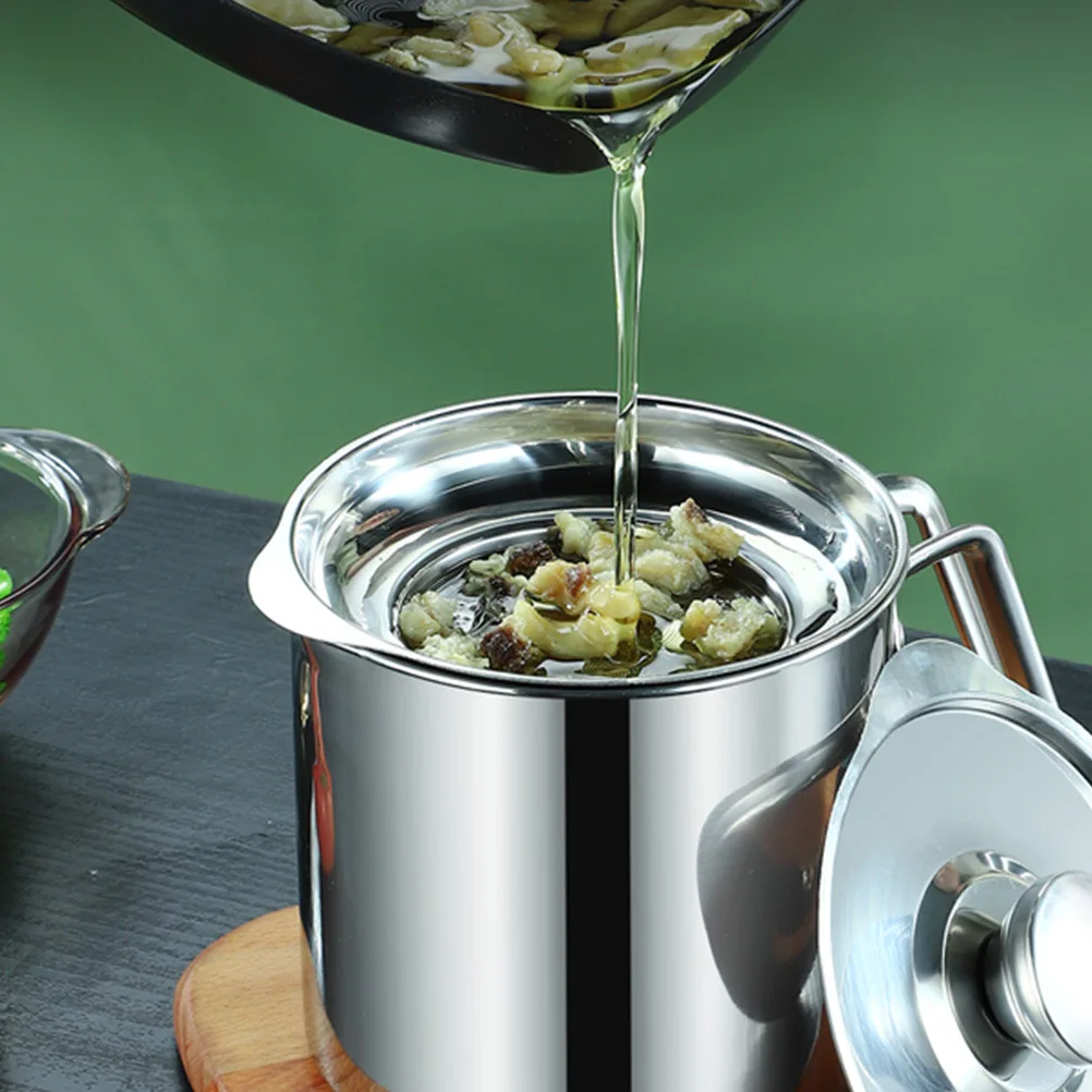 

1pc 304 Stainless Steel Oil Filter Bowl Lid Sieve Leakproof Soup Grease Separator Kitchen Restaurant Home Use Silver