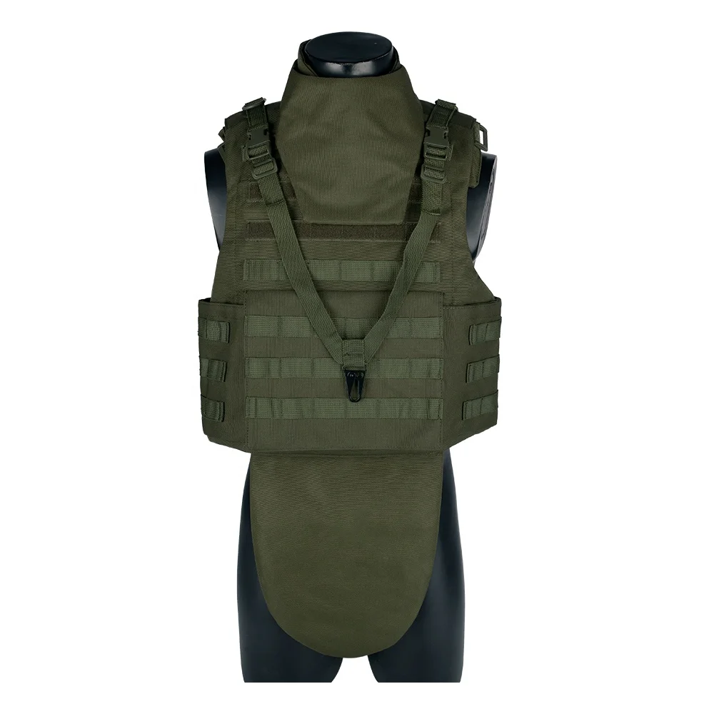 YAKEDA Gear Green MOLLE Chaleco Tactico Protective Tactical Vest with Collar and Crotch