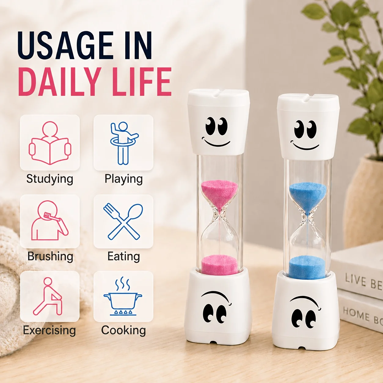 Creative Big Eye 2 Minute Sand Timer Cartoon Smile Toothbrush Hourglass Anti Fall Cute Decor Gifts For Kids