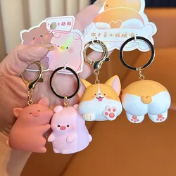 Corgi Butt Couple Keychain Car Key Cute School Bag Charms