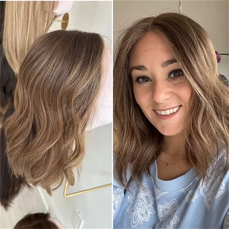 

Small Large Size Cap Ombre Caramel Brown Synthetic HD Lace Front Wig Realistic Look High Quality Heat Resistant Short Wave Bob