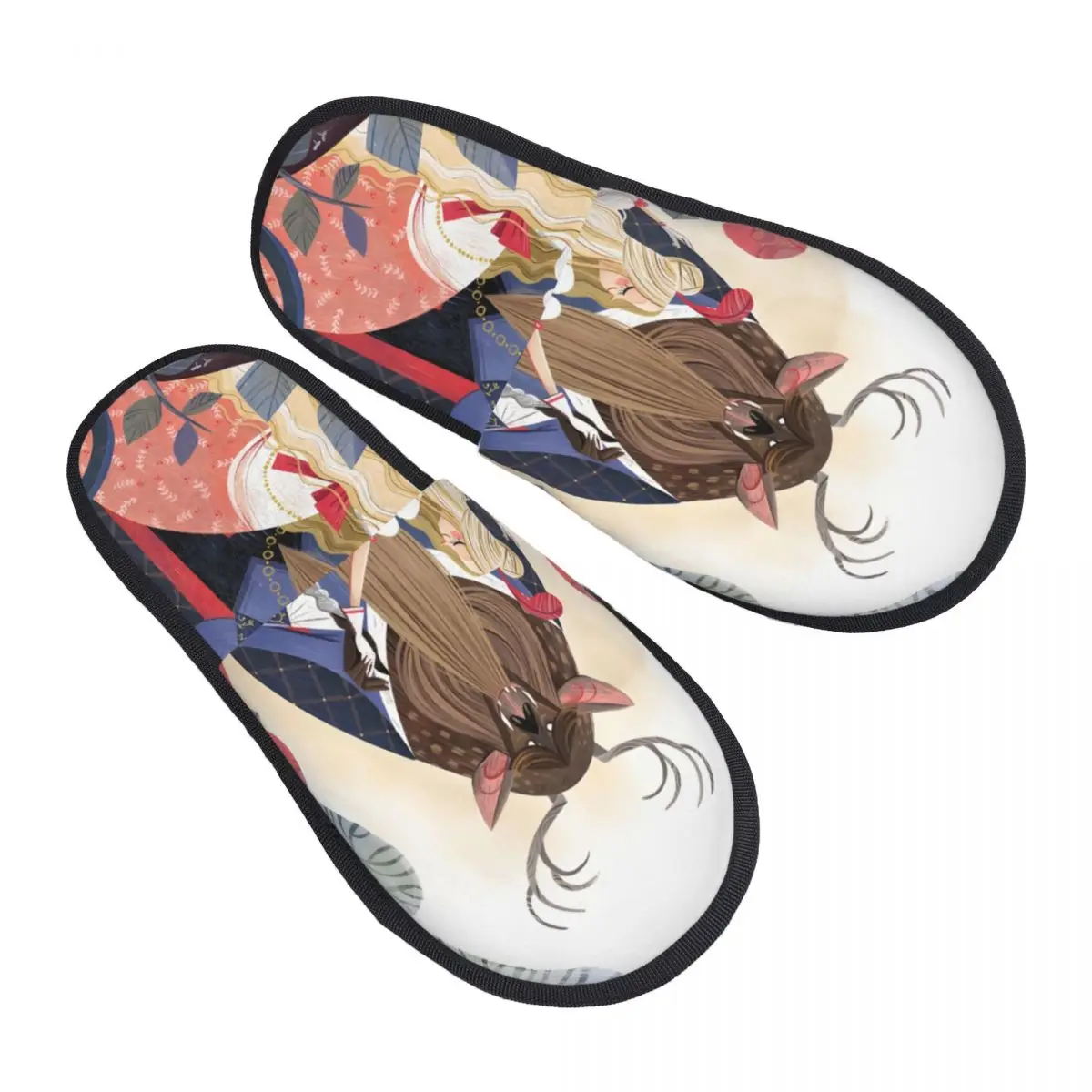 

Женские домашние тапочки с принтом «Красавица и чудовище», мягкие теплые пушистые тапочки из пены с эффектом памяти, домашняя уличная обувь