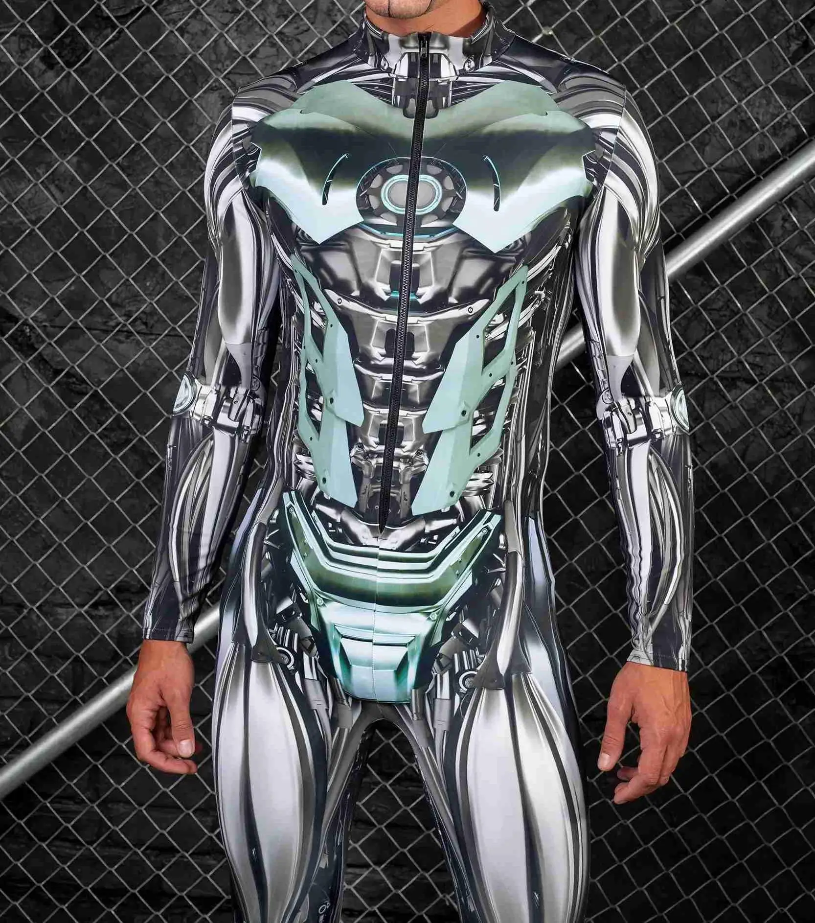 Bunter Mechanischer Muskel-Schädel-Bodysuit, Strumpfhose für Männer, Cosplay-Kostüm, Zentai, Performance, Party, Festival, Radsport-Jumpsuit, Kleidung – Detail 3