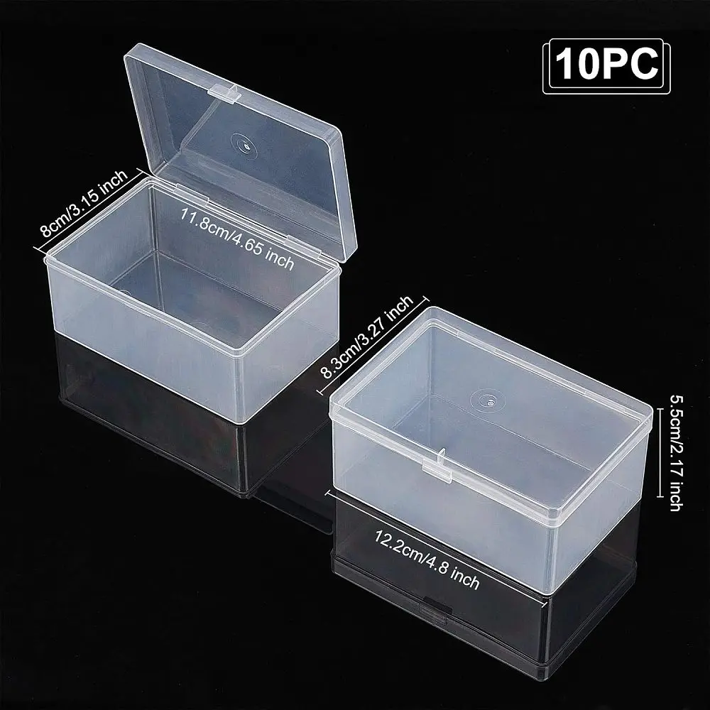 4 Pack Clear Plastic Beads Storage Containers Boxes with Lids Small Rectangle Plastic Organizer Storage Cases Craft Supplies