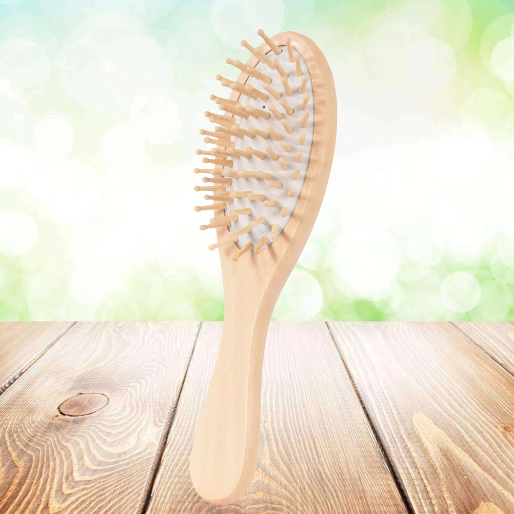 

Wooden Handle Paddle Hair Brush Natural Beech Bristles Scalp Massage Comb Wide Teeth Air-Cushion Design Detangling Cushion Hair