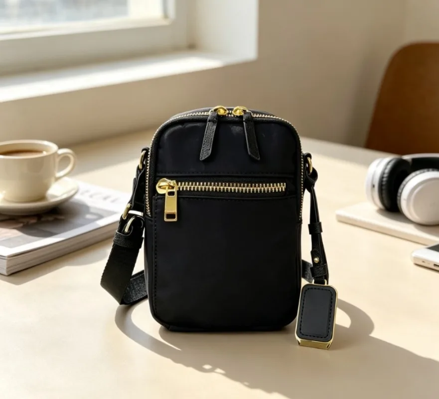 Ultra Lightweight Nylon Shoulder Bag Small Mini Premium Fashion Minimalist Elegant Casual Daily Crossbody Sling Pack