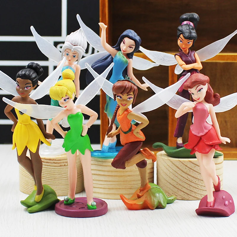 

Disney 7 шт. Тинкербелл цветок Фари Фея Эльф принцесса ПВХ аниме фигурка мини-модель фигурка куклы игрушки для детского подарка